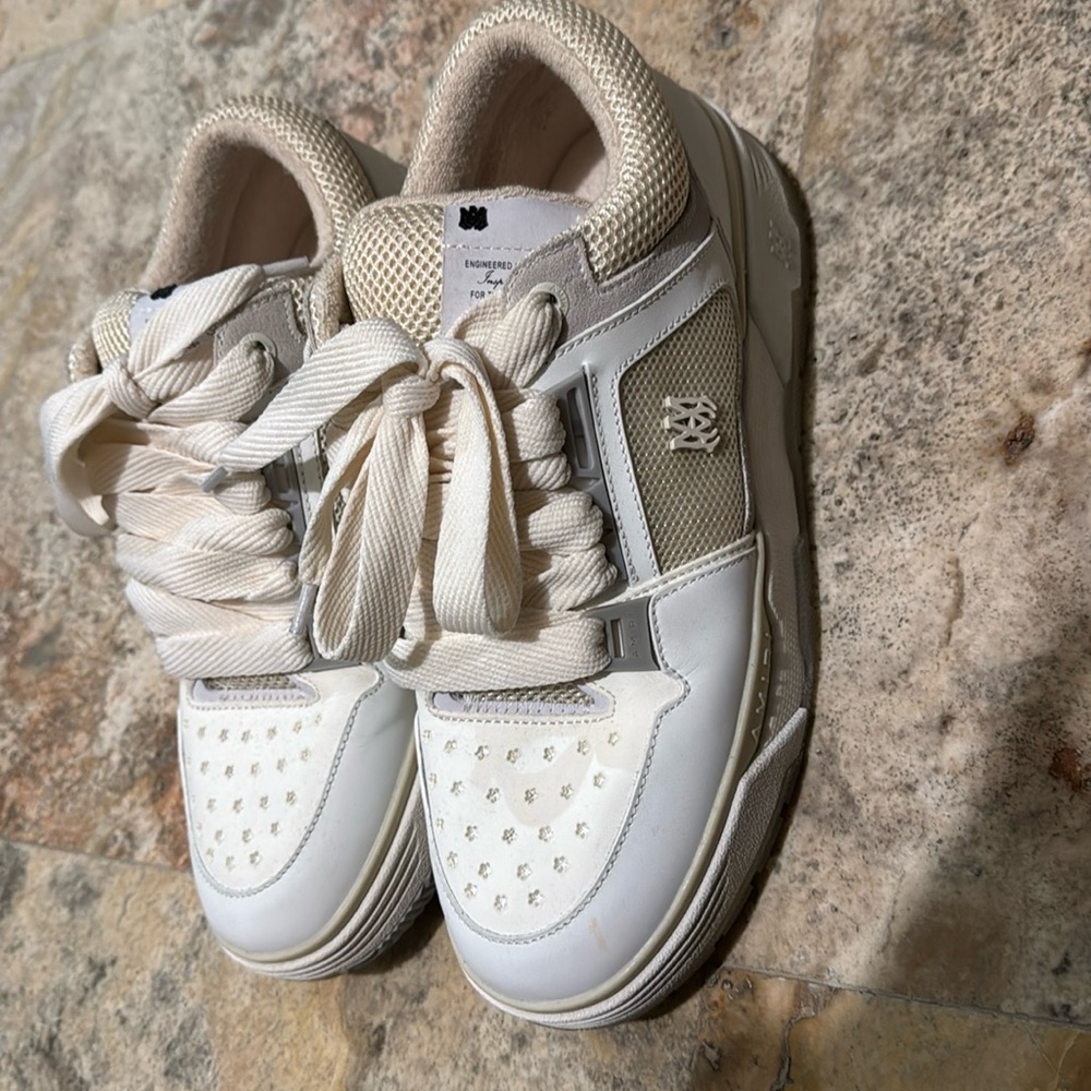 Amiri cream off white tennis shoes